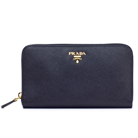 prada women's saffiano zip-around wallet black fake|Prada black saffiano wallet.